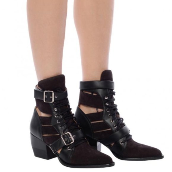 Chloe Rylee Black Suede And Leather Boots | 37.5 - Picture 13 of 16